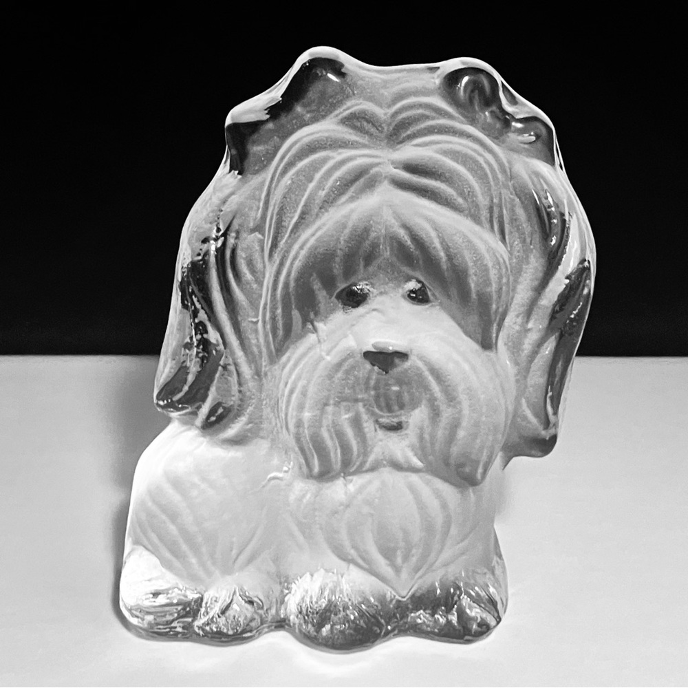 Vintage VIKING GLASS DOG / Adorable Shih-Tzu / THICK & HEAVY American Glass